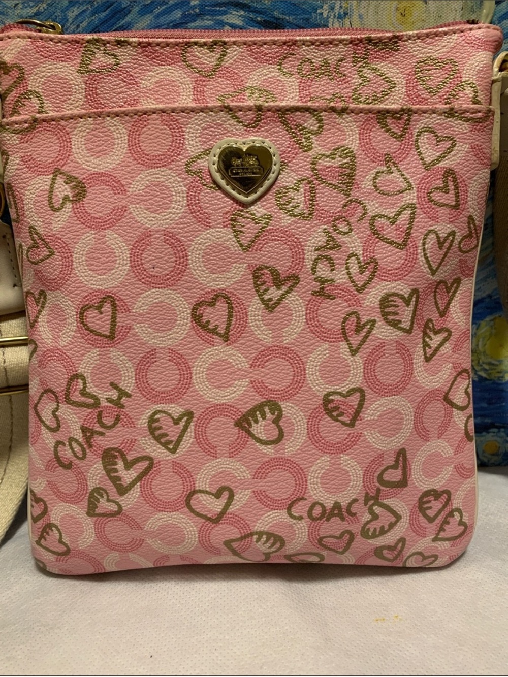 Y2K Coach Waverly Hearts Pink Signature CC Swingpack Crossbody Bag - Picture 2 of 8